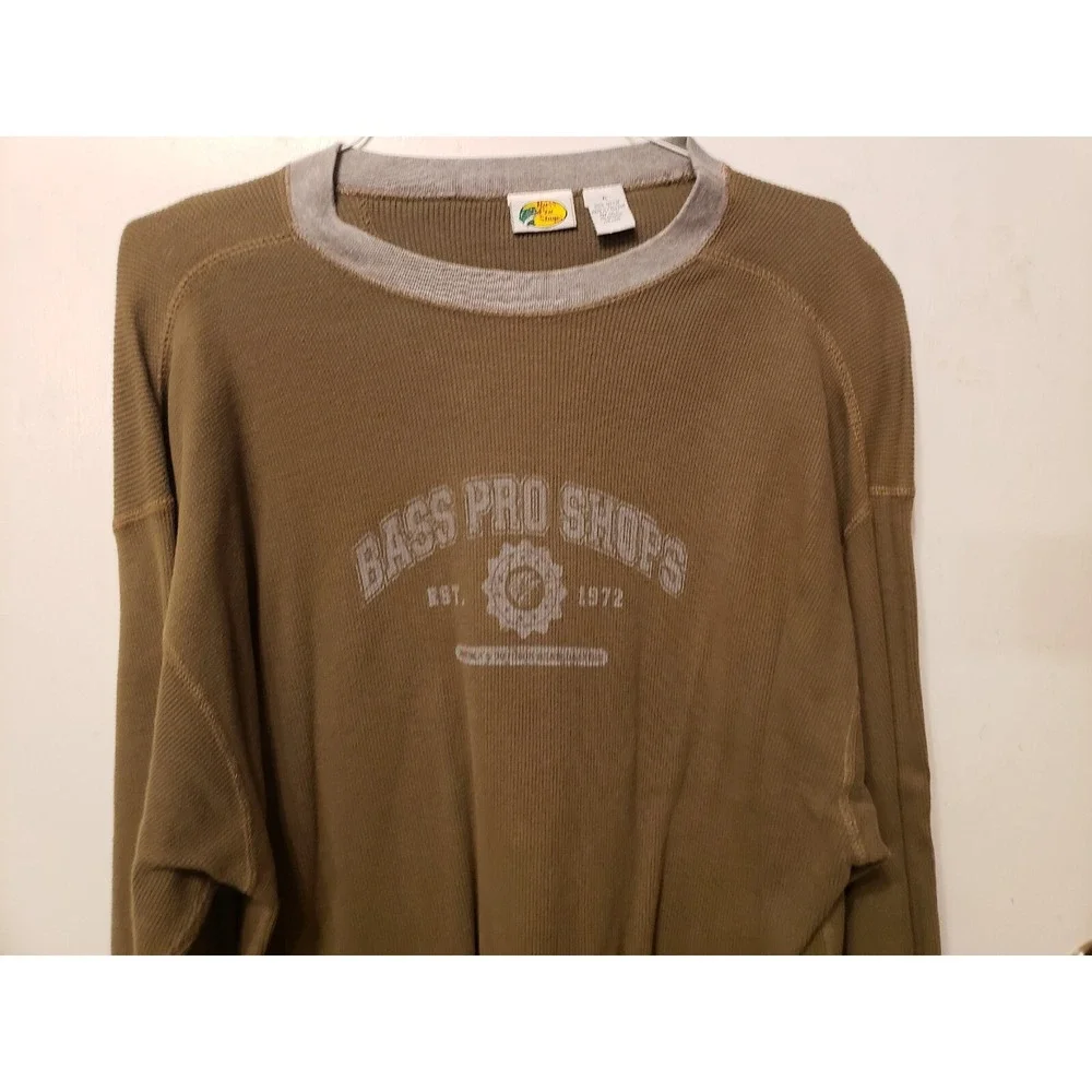 Bass‎ Pro Shops Men's Sz. Xl Thermal Waffle Knit Long Sleeve Shirt, Front Logo